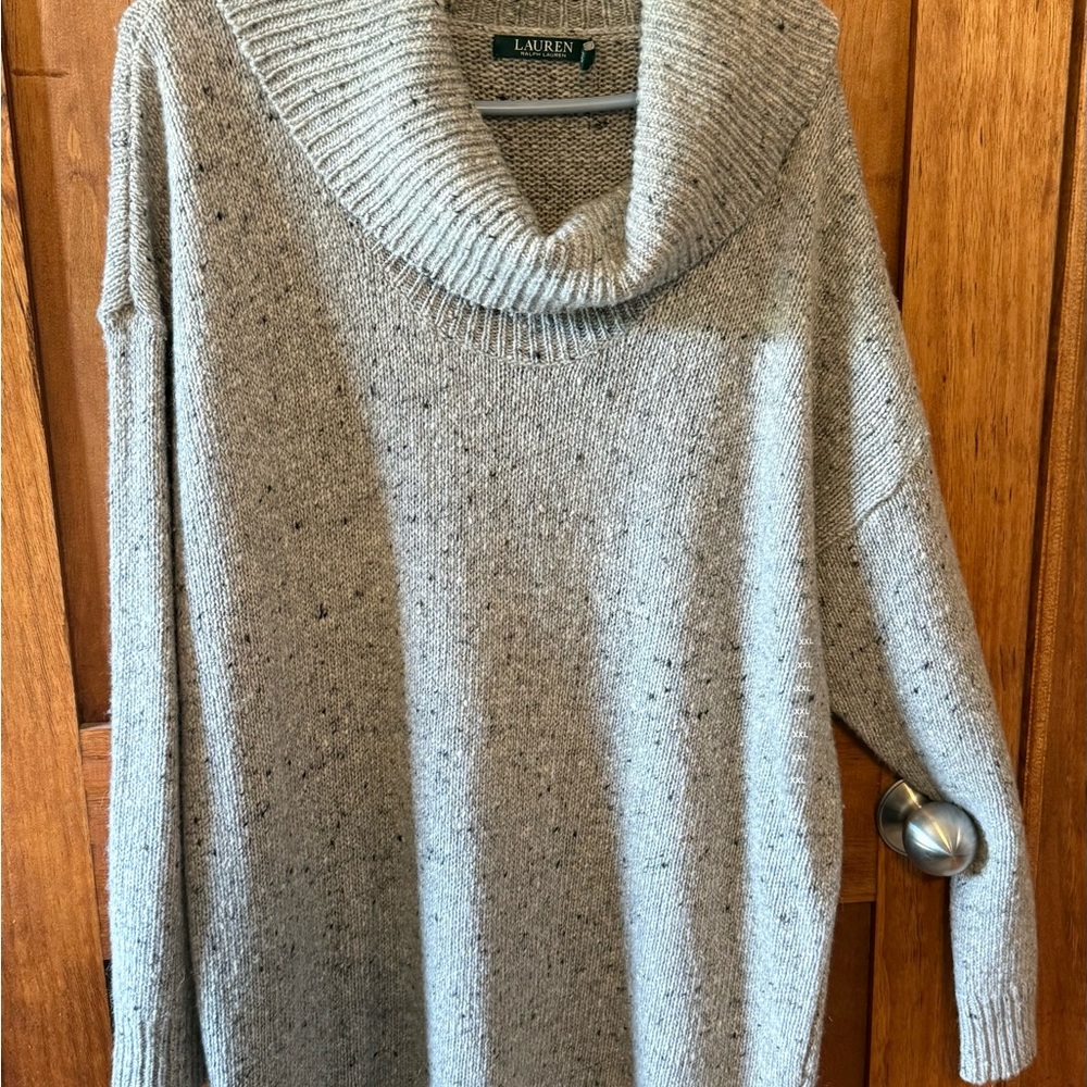 Ralph Lauren Speckled Gray Cowl Neck Sweater
